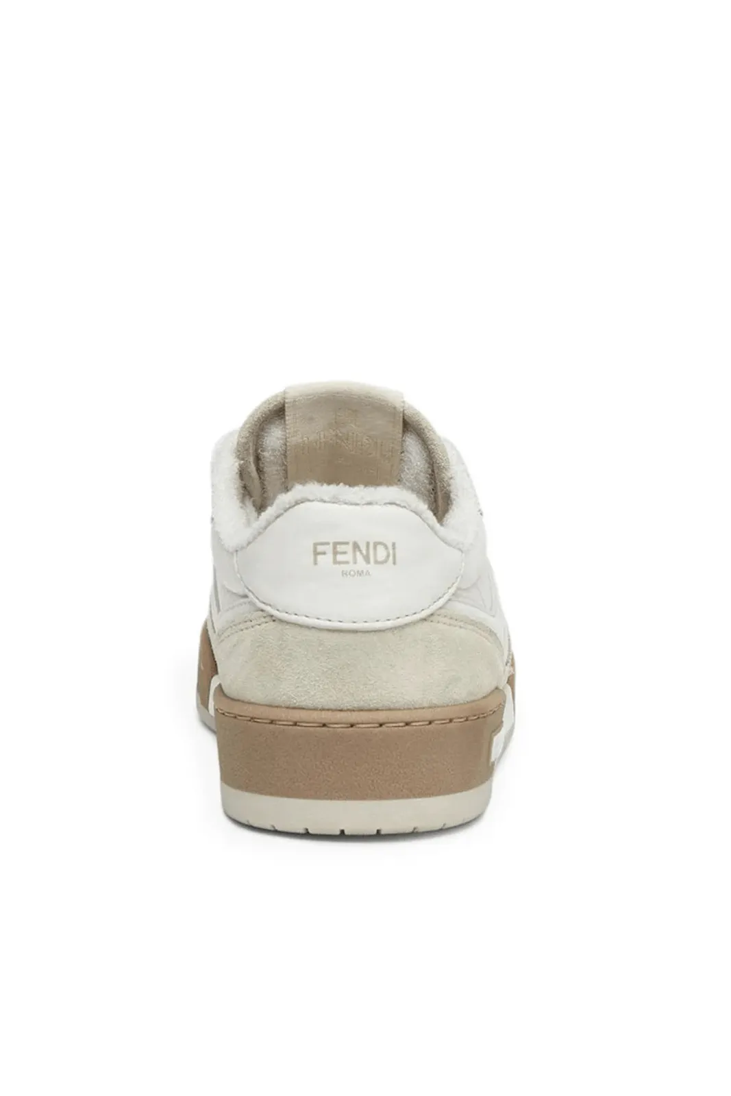 Fendi Match Sneakers White Beige suede low tops