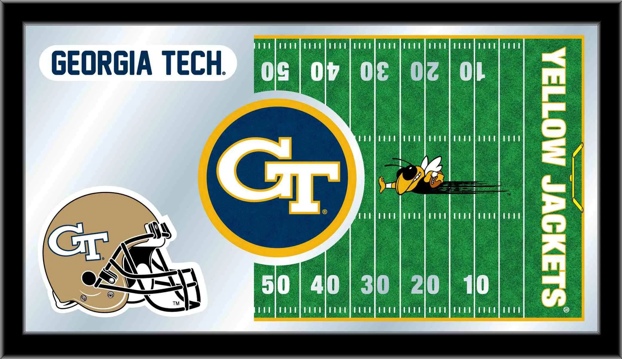 Georgia Tech Yellow Jackets HBS Football Framed Glass Wall Mirror (26x15)