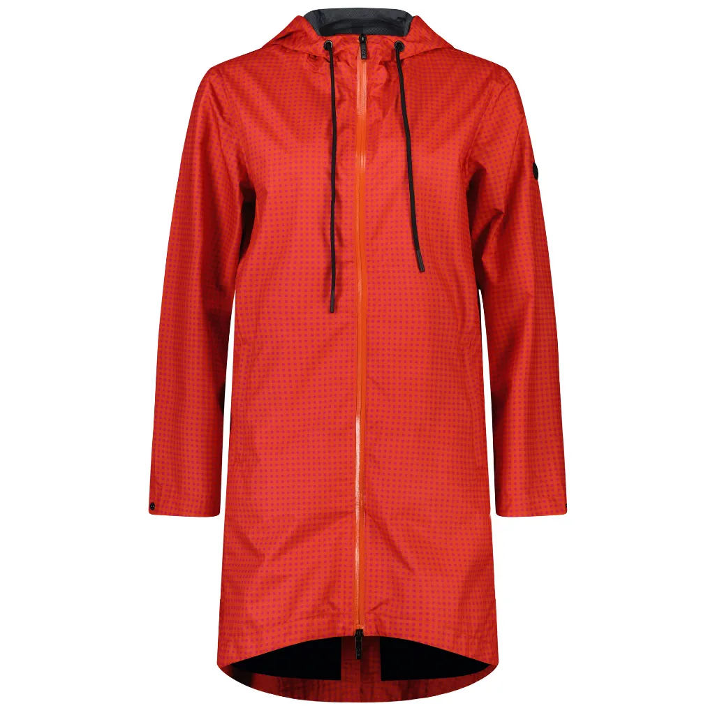 Georgie Women's Rain Coat - Blood Orange/Fuchsia Check