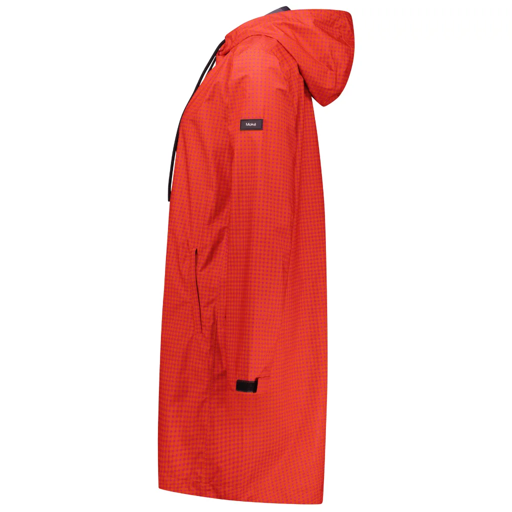 Georgie Women's Rain Coat - Blood Orange/Fuchsia Check