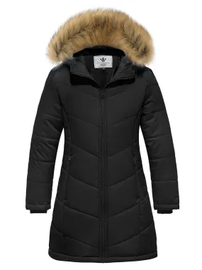 Girls Winter Warm Fleece Lined Hooded Jacket Water Resistant Puffer Coat