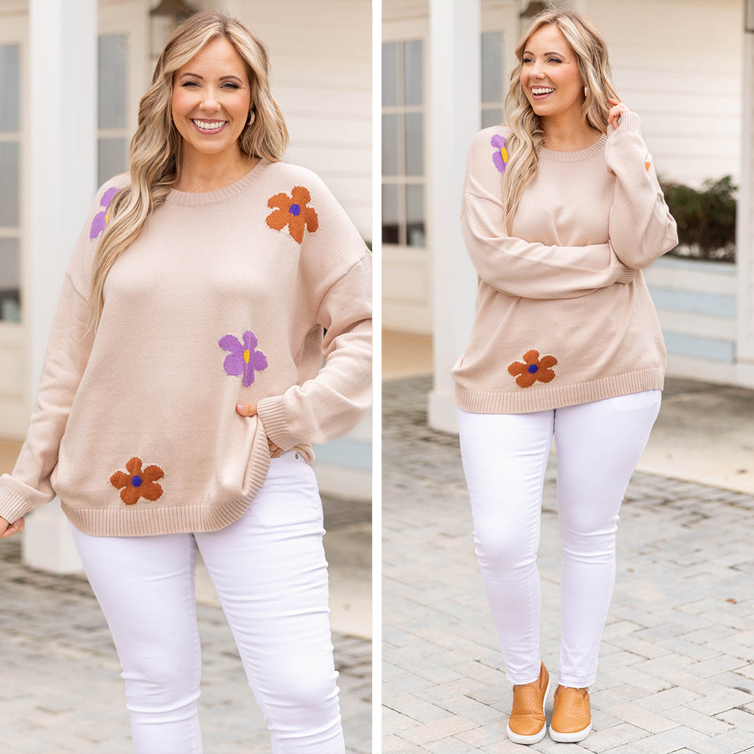 Going Daisy Picking Sweater, Taupe