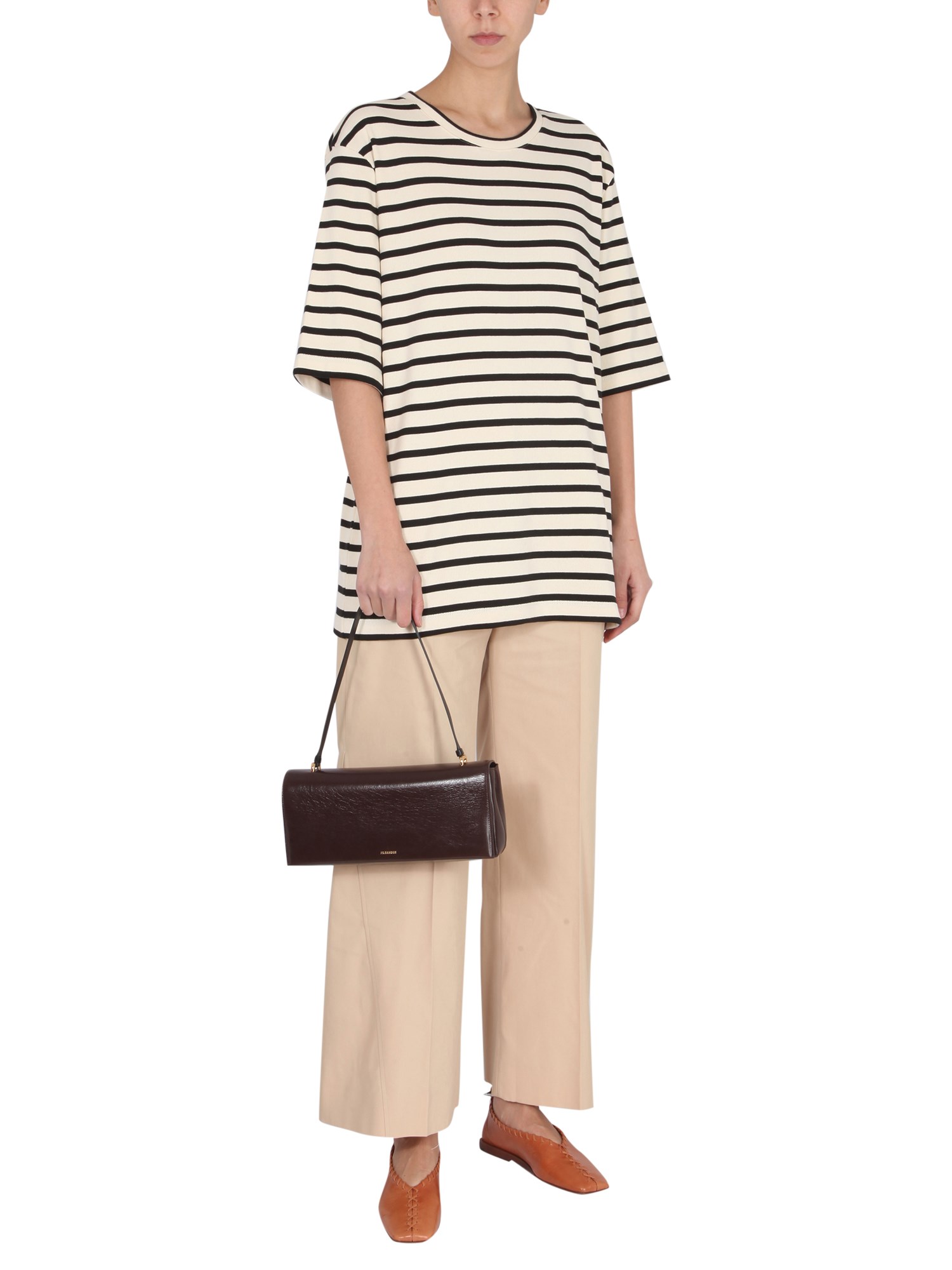 JIL SANDER    WIDE LEG COTTON PANTS