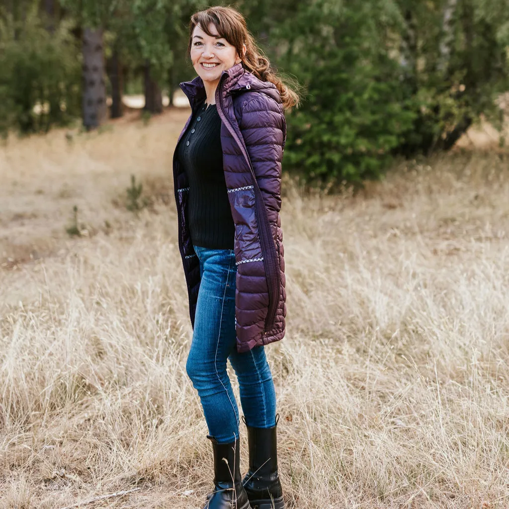 Judy - Women's 90/10 Packable Coat || Midnight Plum