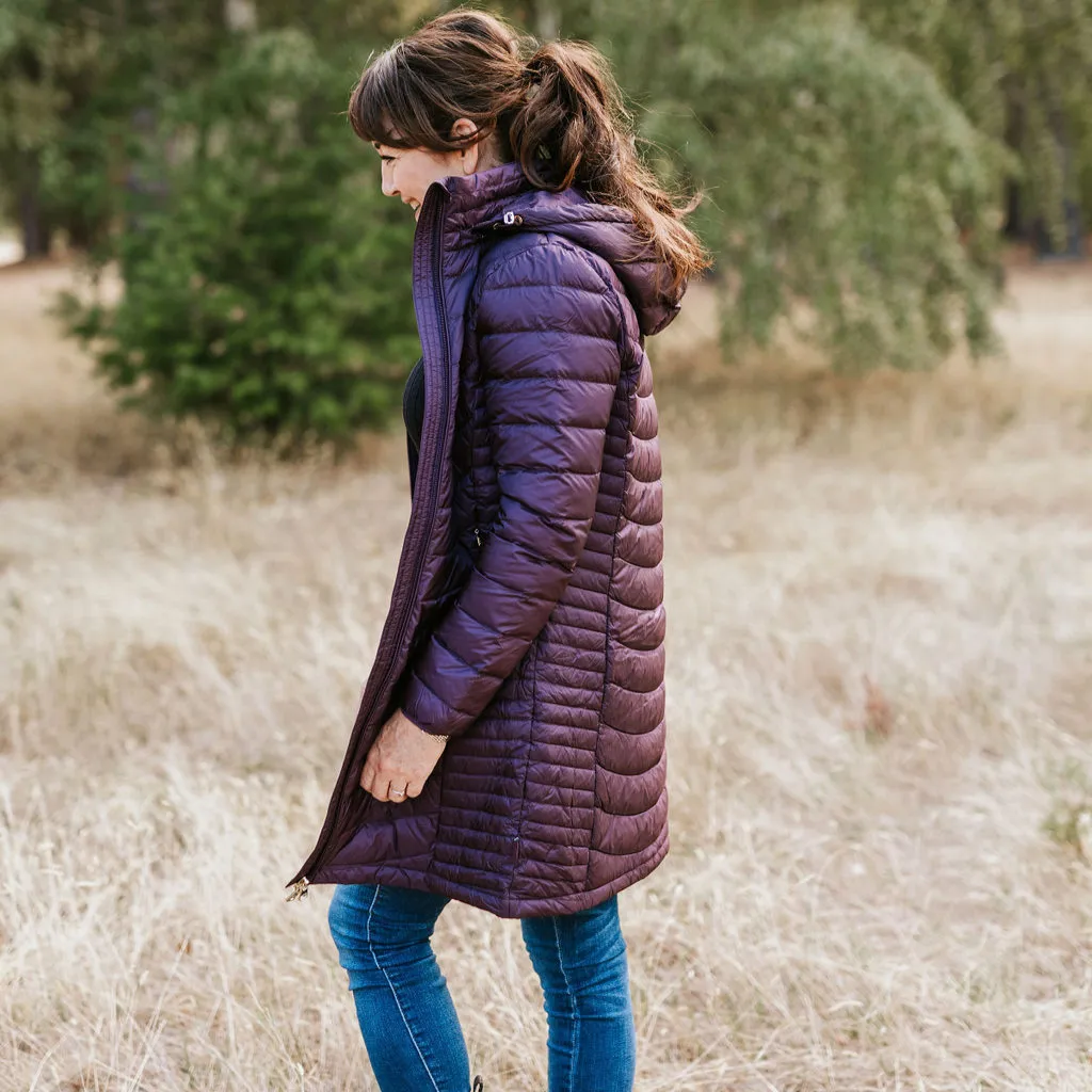 Judy - Women's 90/10 Packable Coat || Midnight Plum