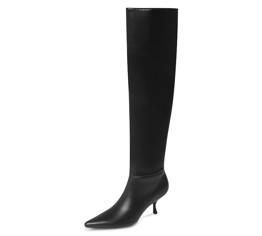 Kitten Heel Knee High Boots