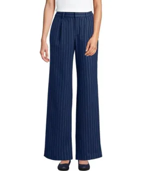 Lands' End Women's Petite Brushed Flannel High Rise Pleated Wide Leg Pants