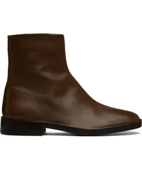 Lemaire Brown Piped Zipped Boots