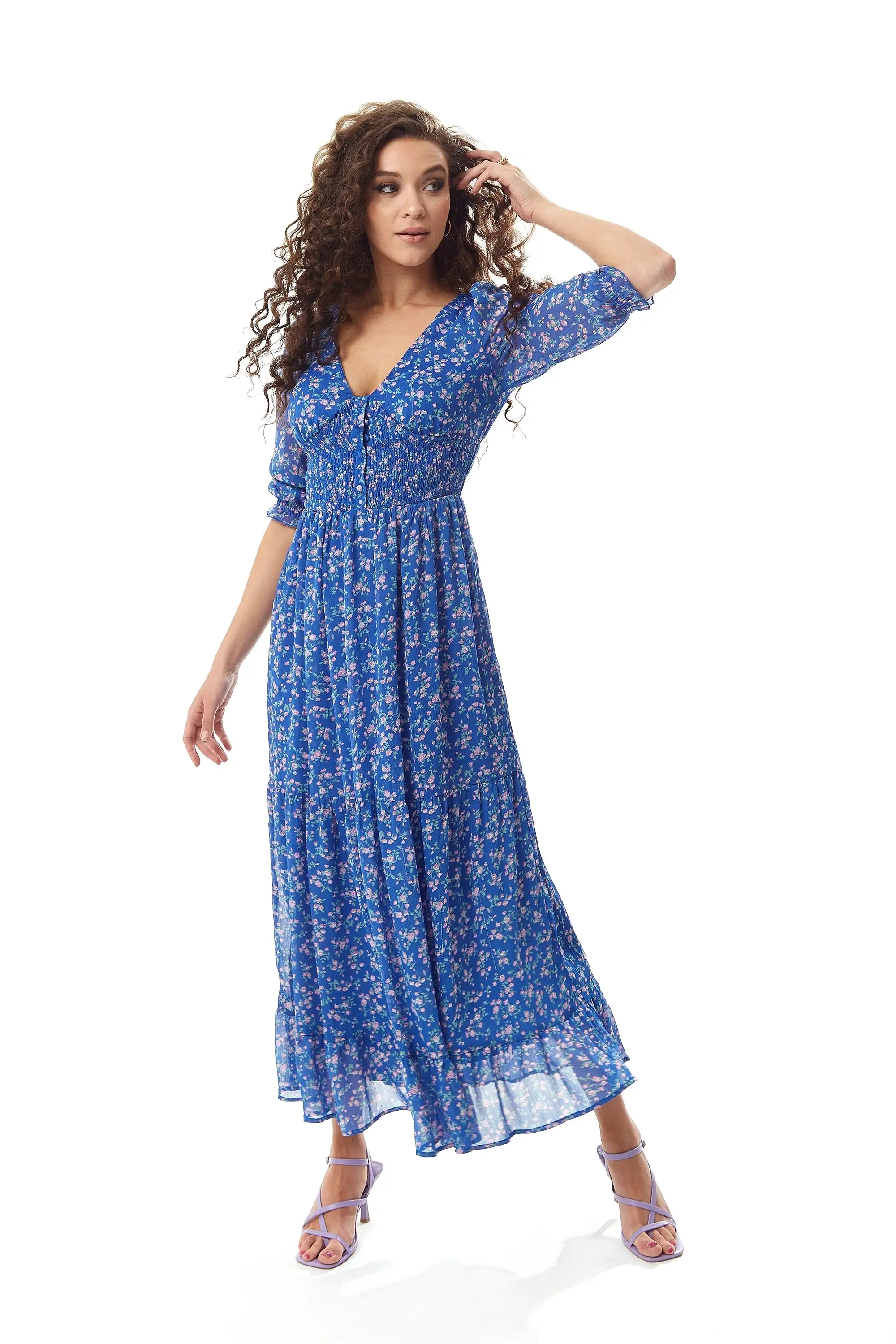 Liquorish Floral Maxi Chiffon Dress