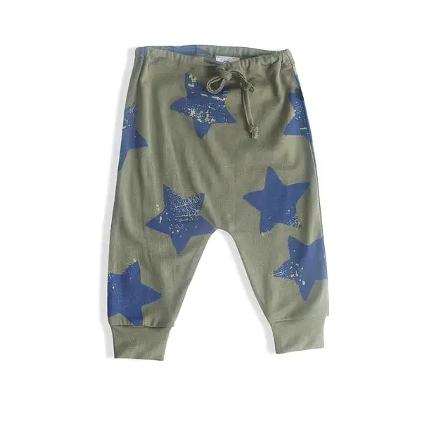 Little Flock of Horrors  - Asher Dropcrotch Pant, Sage Stars