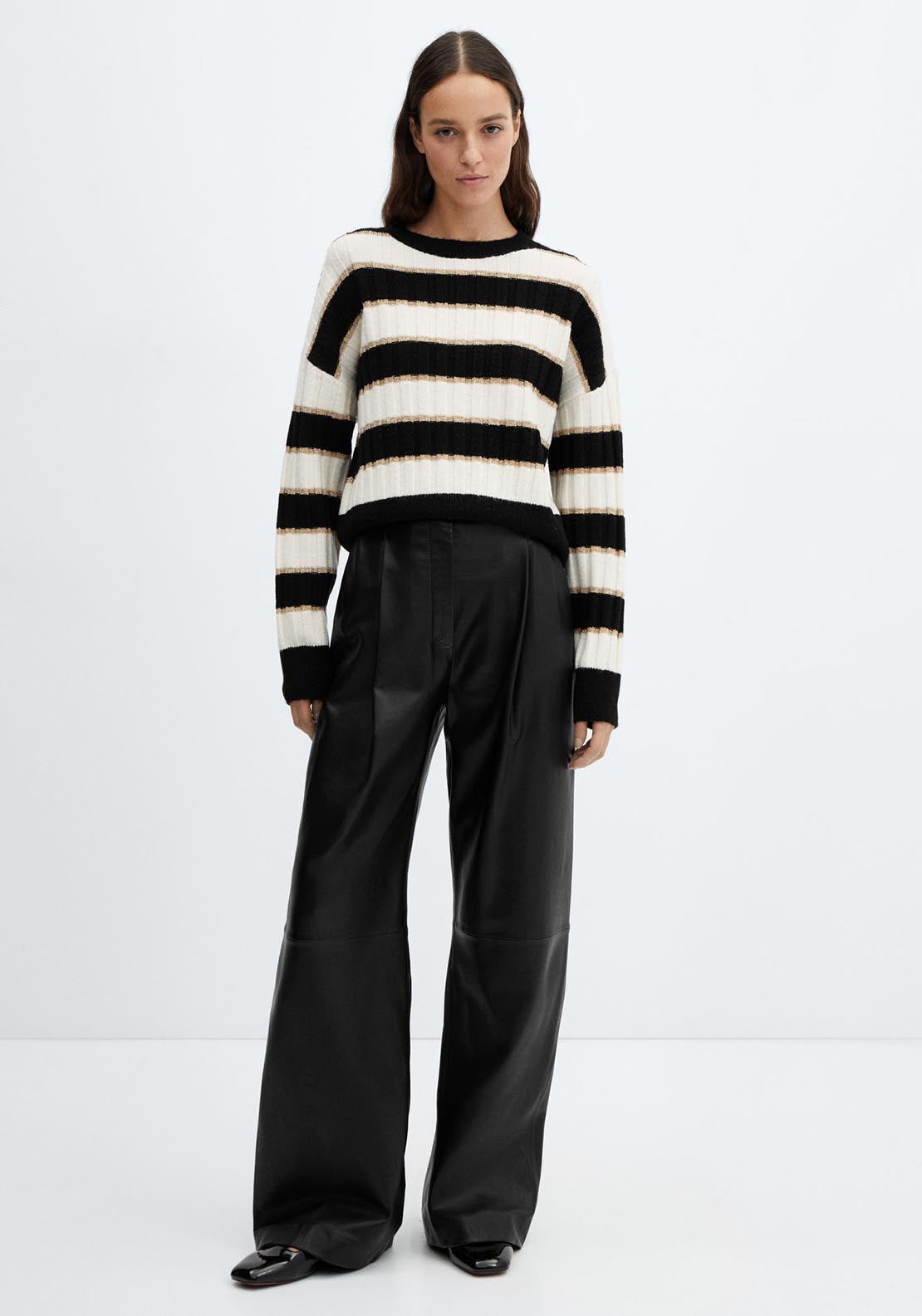 Lurex details striped sweater