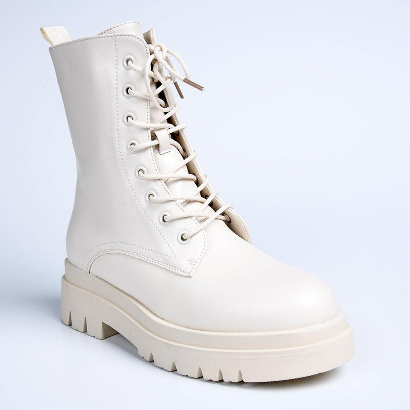 Madison Kiki Chunky Military Boot - White