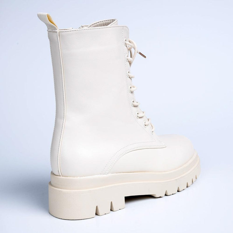 Madison Kiki Chunky Military Boot - White