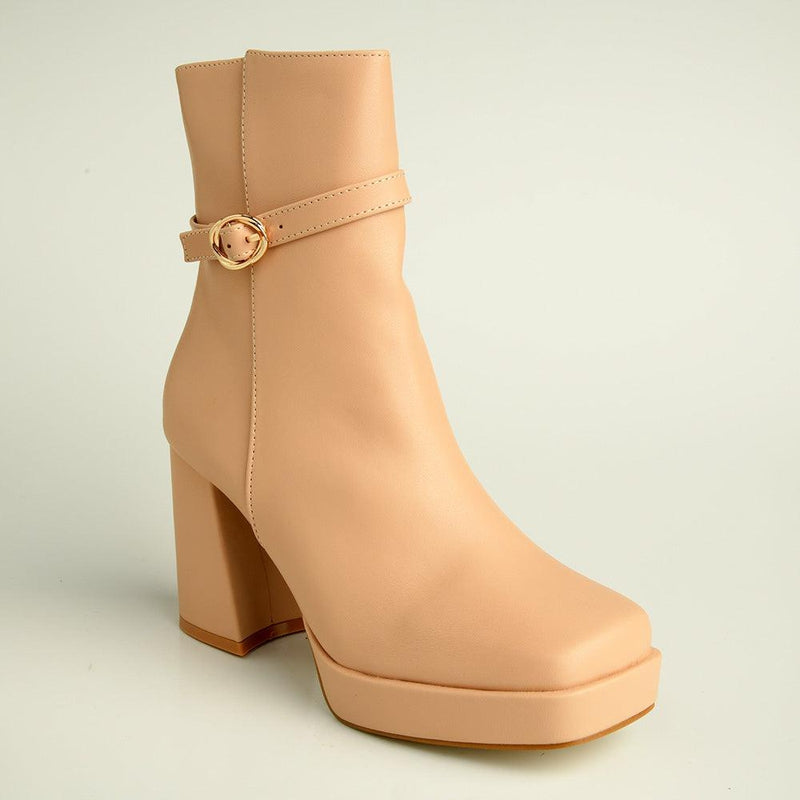 Madison Milo Platform Block Heel Boot - Nude