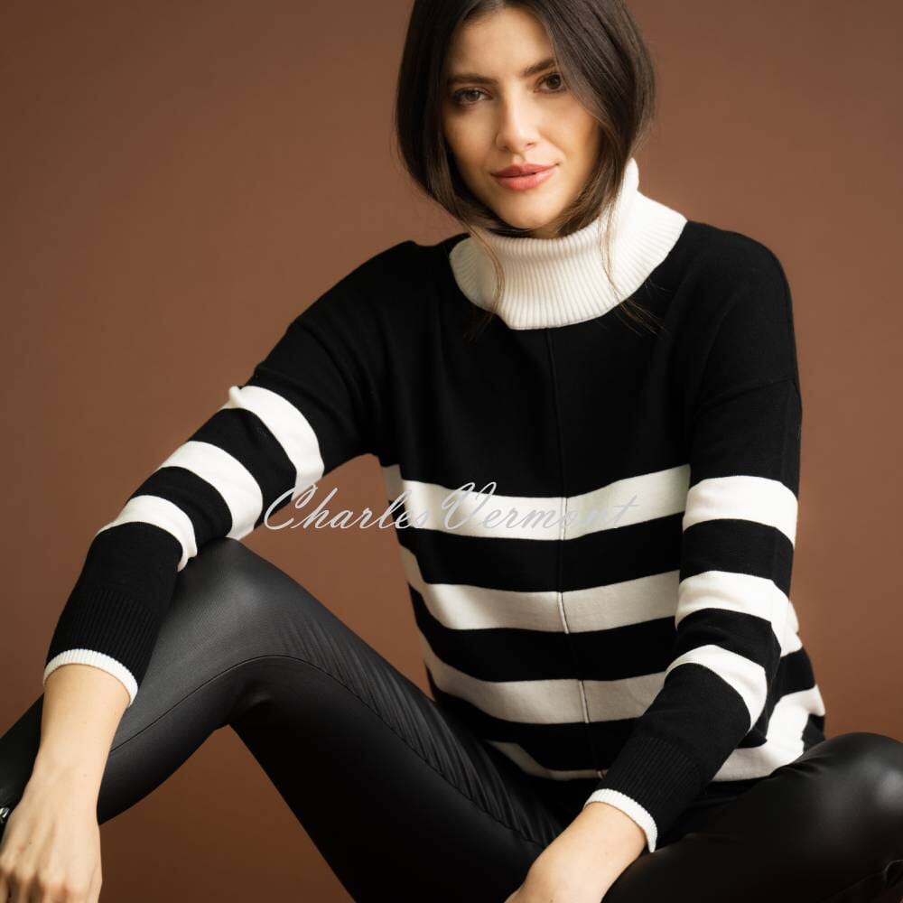 Marble Striped Sweater - Style 7180-101 (Black / Ivory)