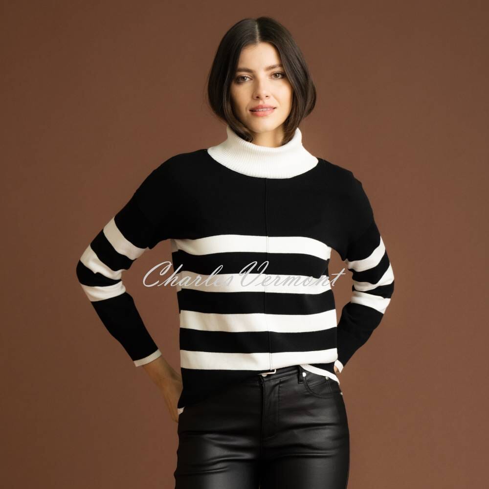 Marble Striped Sweater - Style 7180-101 (Black / Ivory)