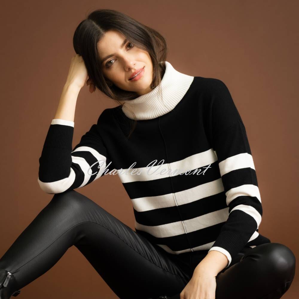 Marble Striped Sweater - Style 7180-101 (Black / Ivory)