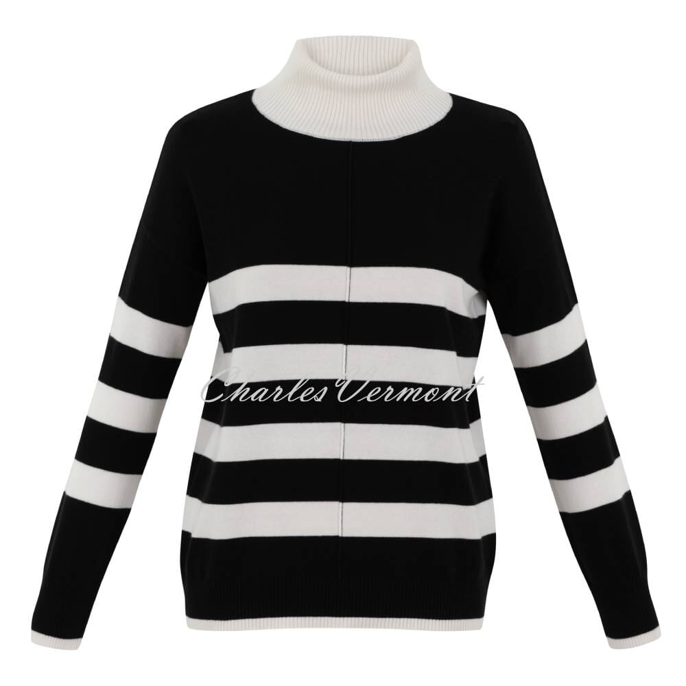 Marble Striped Sweater - Style 7180-101 (Black / Ivory)