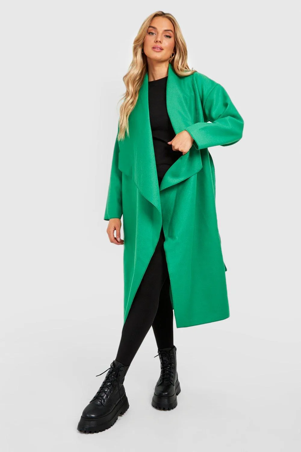 Maternity Wool Look Waterfall Belted Coat