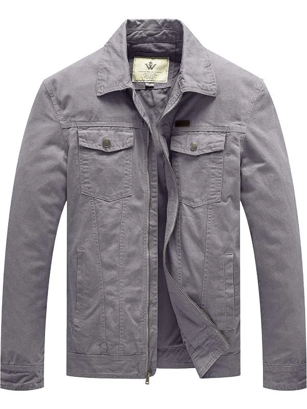 Men's Fall Military Jacket Light Stylish Canvas Cotton Coat