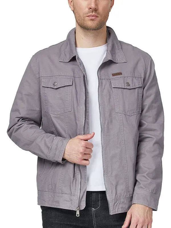 Men's Fall Military Jacket Light Stylish Canvas Cotton Coat