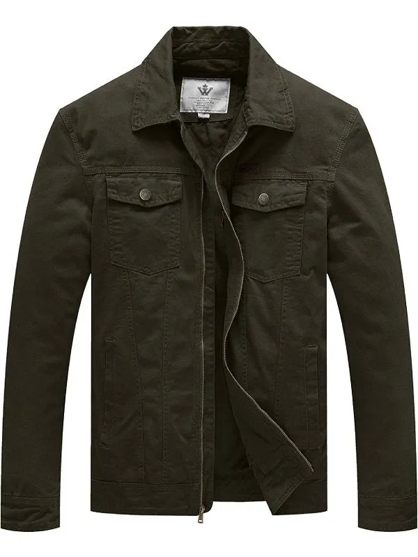 Men's Fall Military Jacket Light Stylish Canvas Cotton Coat