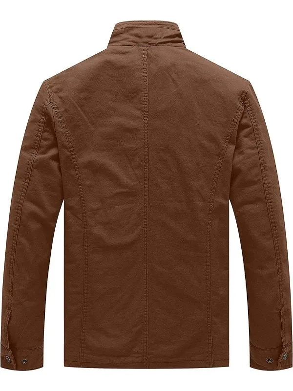 Men's Lightweight Military Style Jacket Twill Cotton Coat