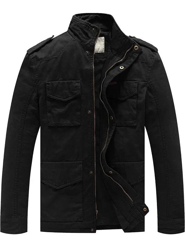 Men's Lightweight Military Style Jacket Twill Cotton Coat