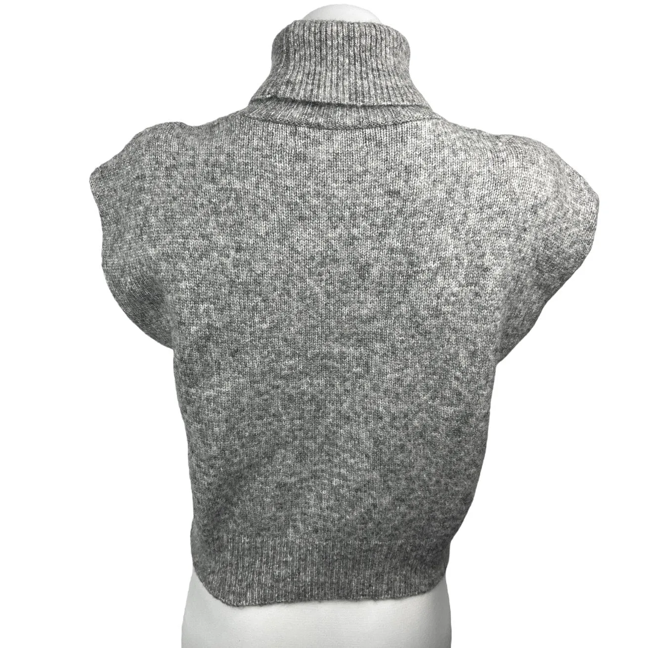 MNG Womens Gray Turtleneck Cap Sleeve Knit Casual Pullover Sweater Top Size S