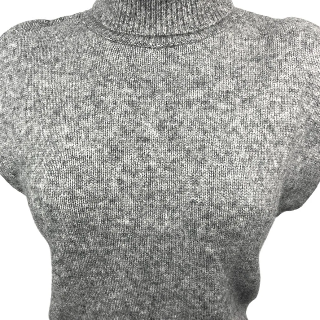 MNG Womens Gray Turtleneck Cap Sleeve Knit Casual Pullover Sweater Top Size S