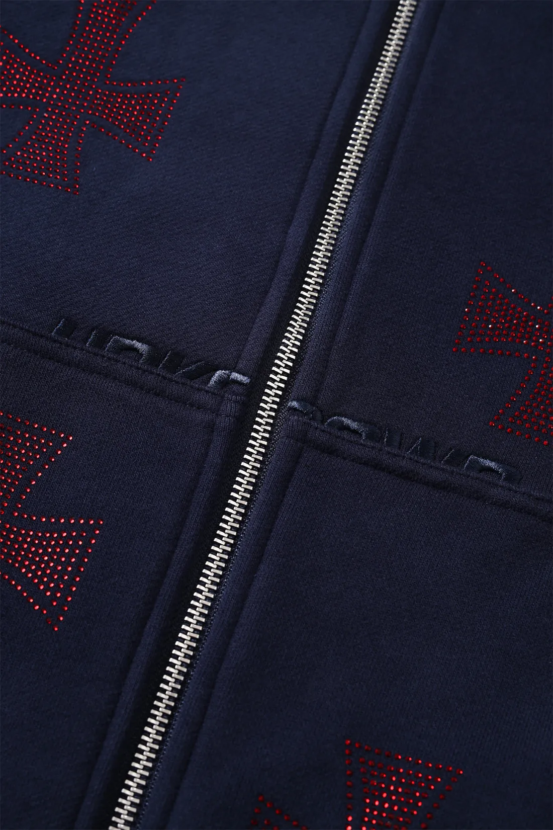 Navy/Red Cross Rhinestone Hoodie