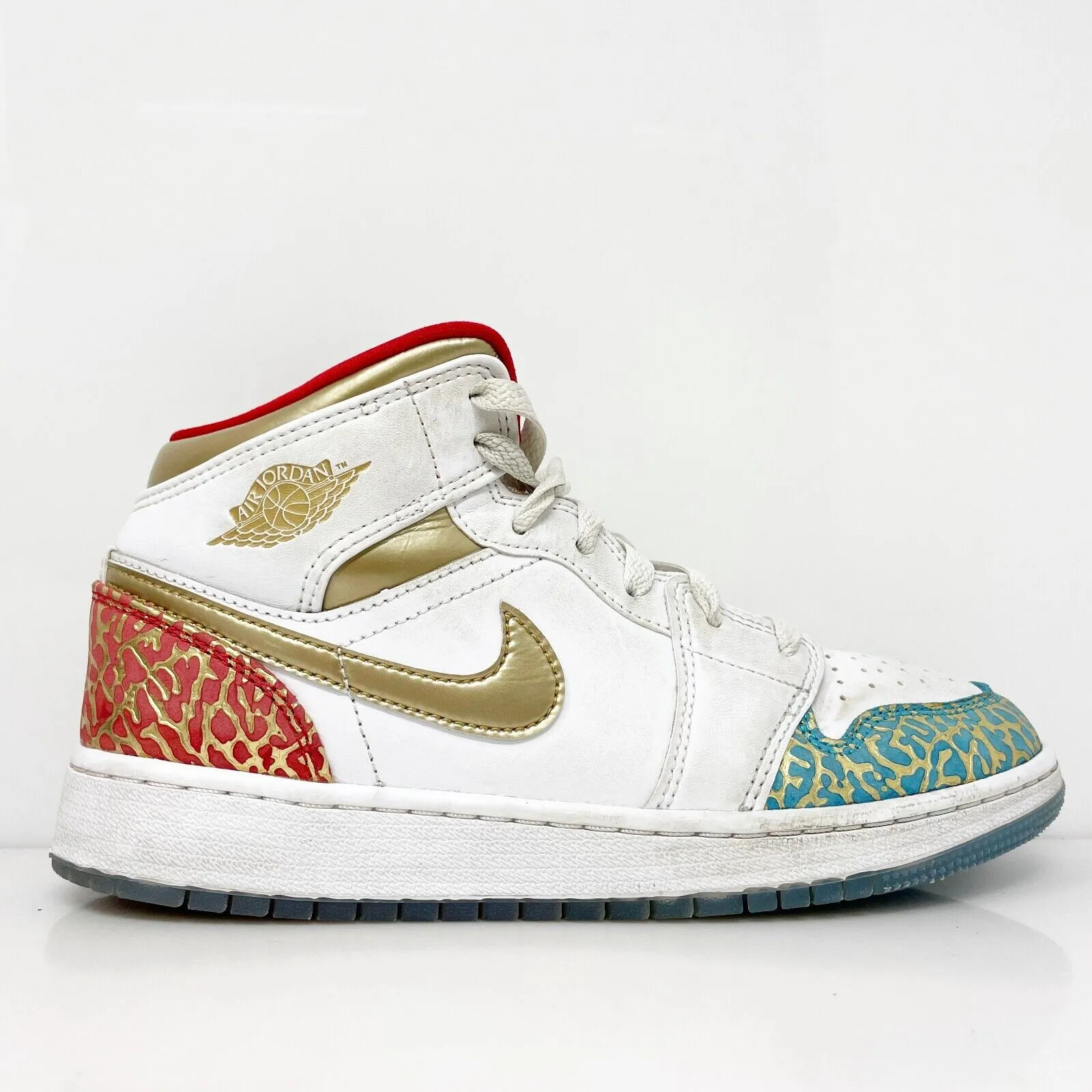 Nike Boys Air Jordan 1 Mid FB2212-100 White Basketball Shoes Sneakers Size 5Y