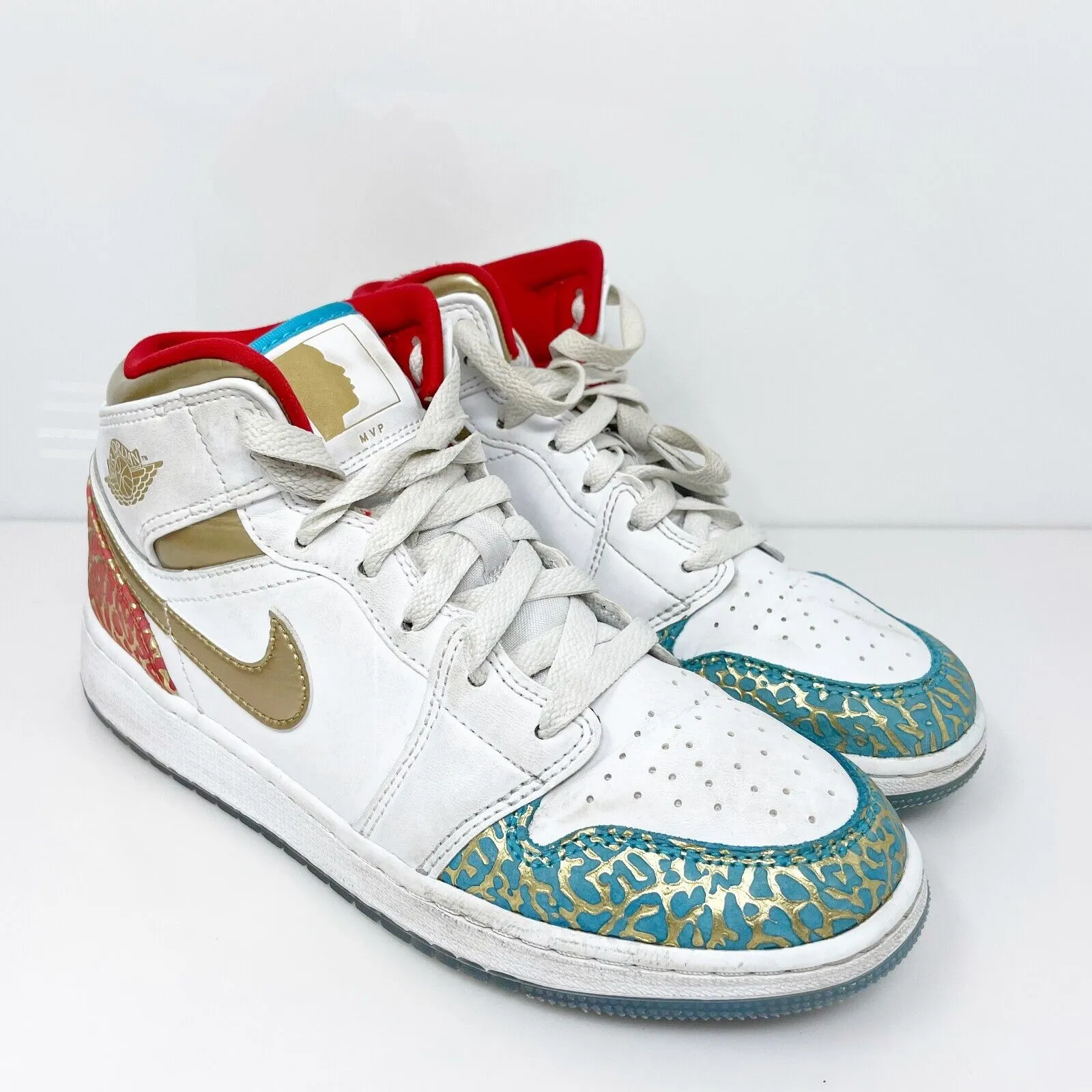 Nike Boys Air Jordan 1 Mid FB2212-100 White Basketball Shoes Sneakers Size 5Y