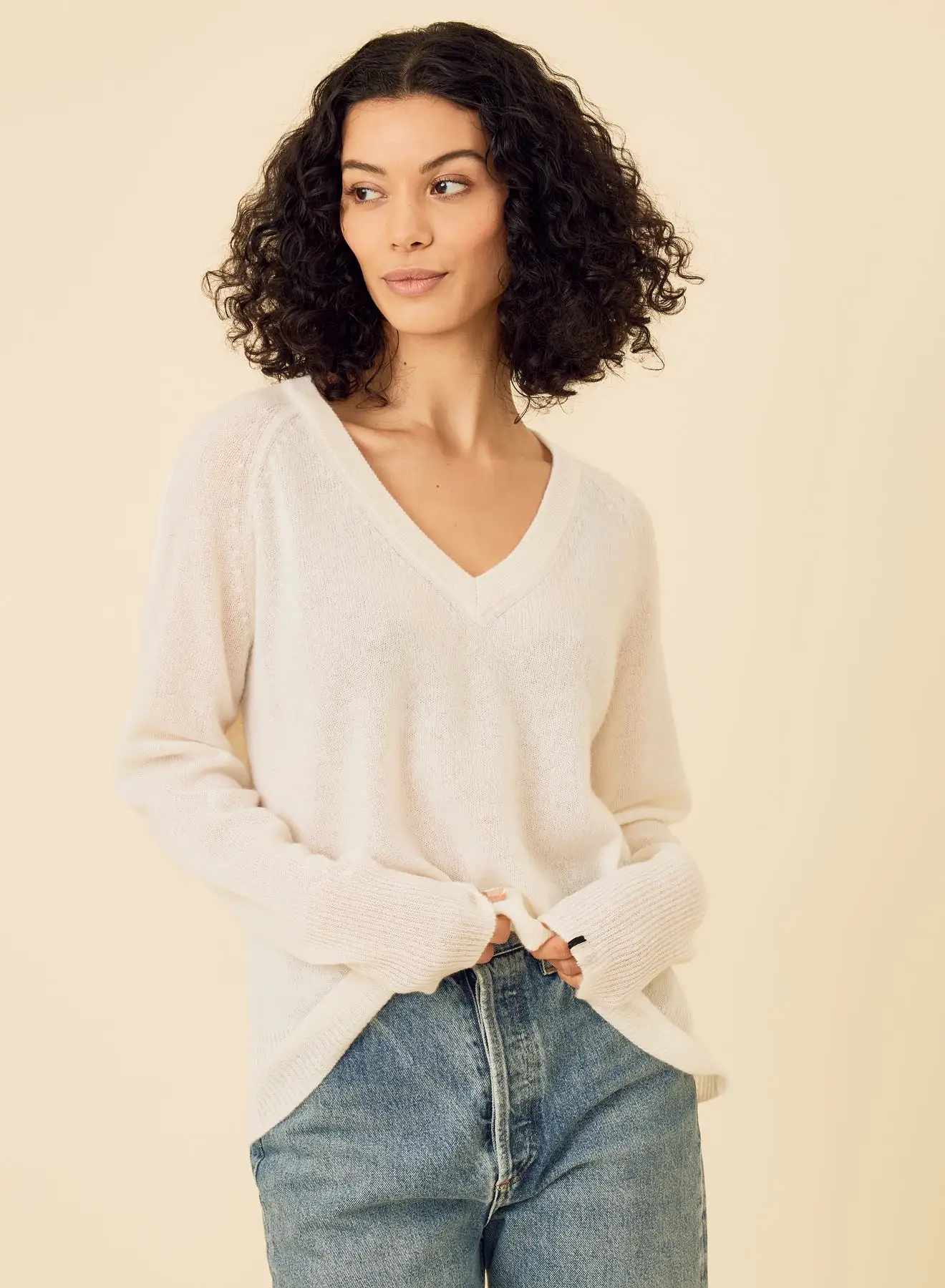 One Grey Day Sloane Cashmere V-Neck Sweater