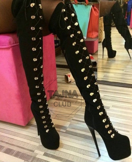 Over-the-Knee Lace Up Military Boots