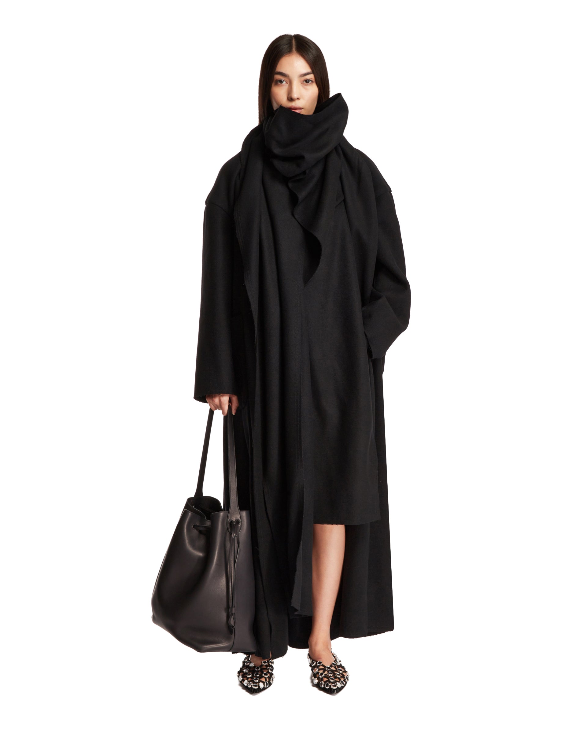 Oversized Black Wool Coat