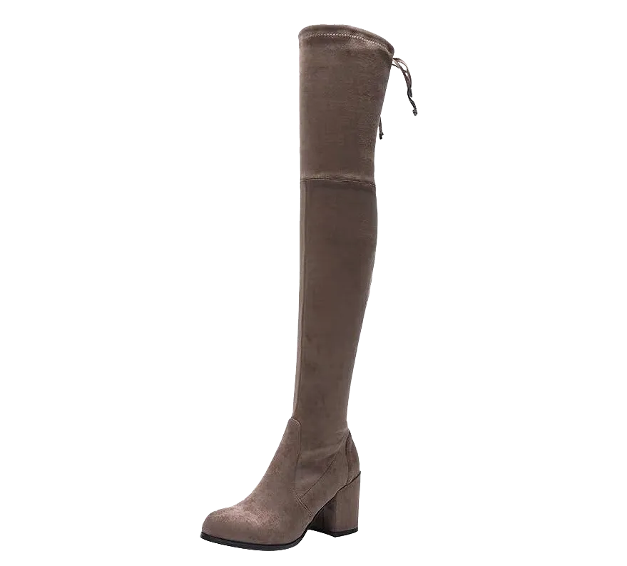 Paige Slim Fit Over The Knee Block Heel Boots