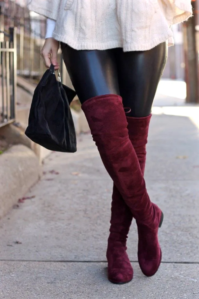 Paisley Slim Fit Over The Knee Flat Heel Boots