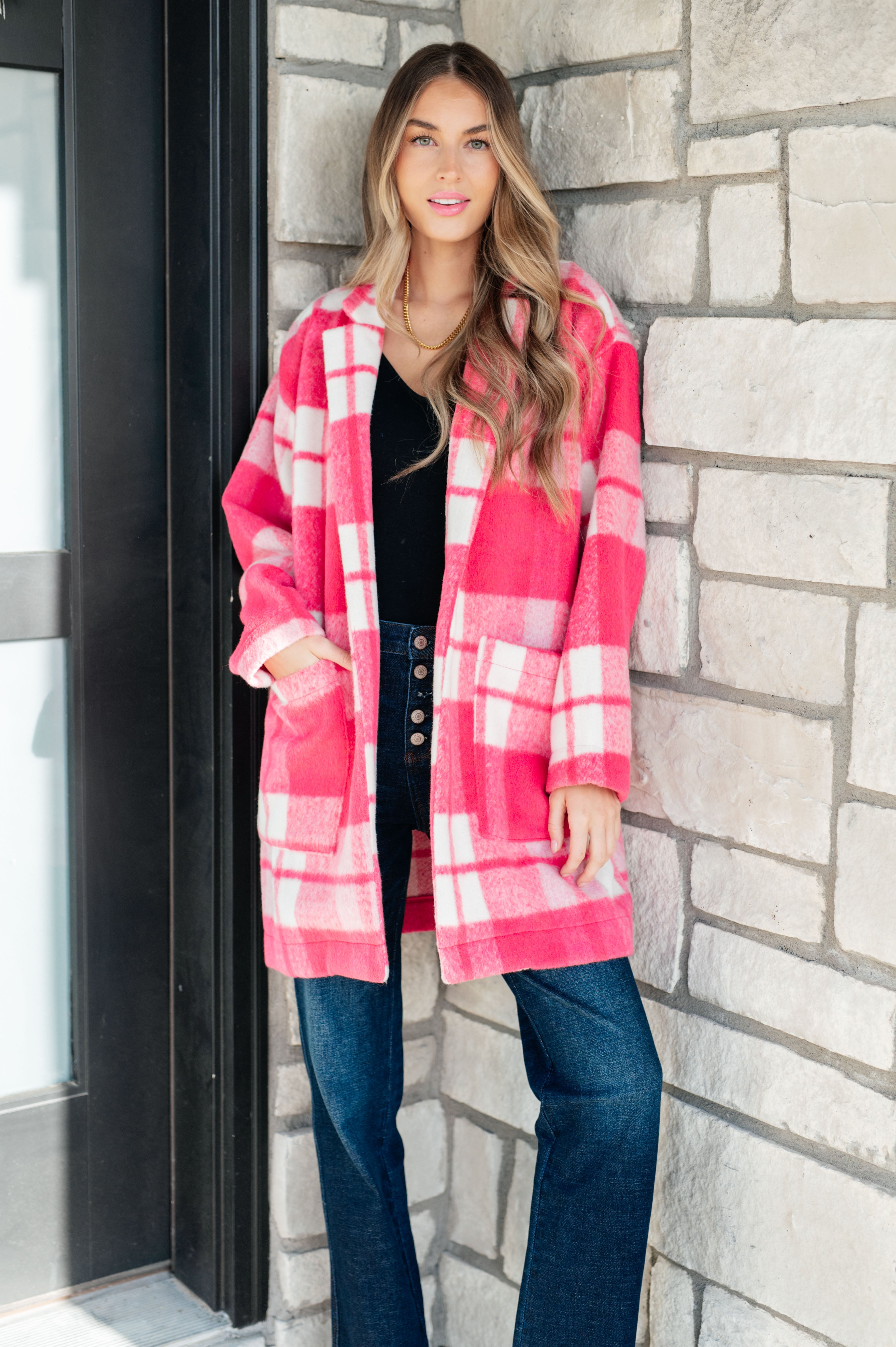 Pink Passion Plaid Coat