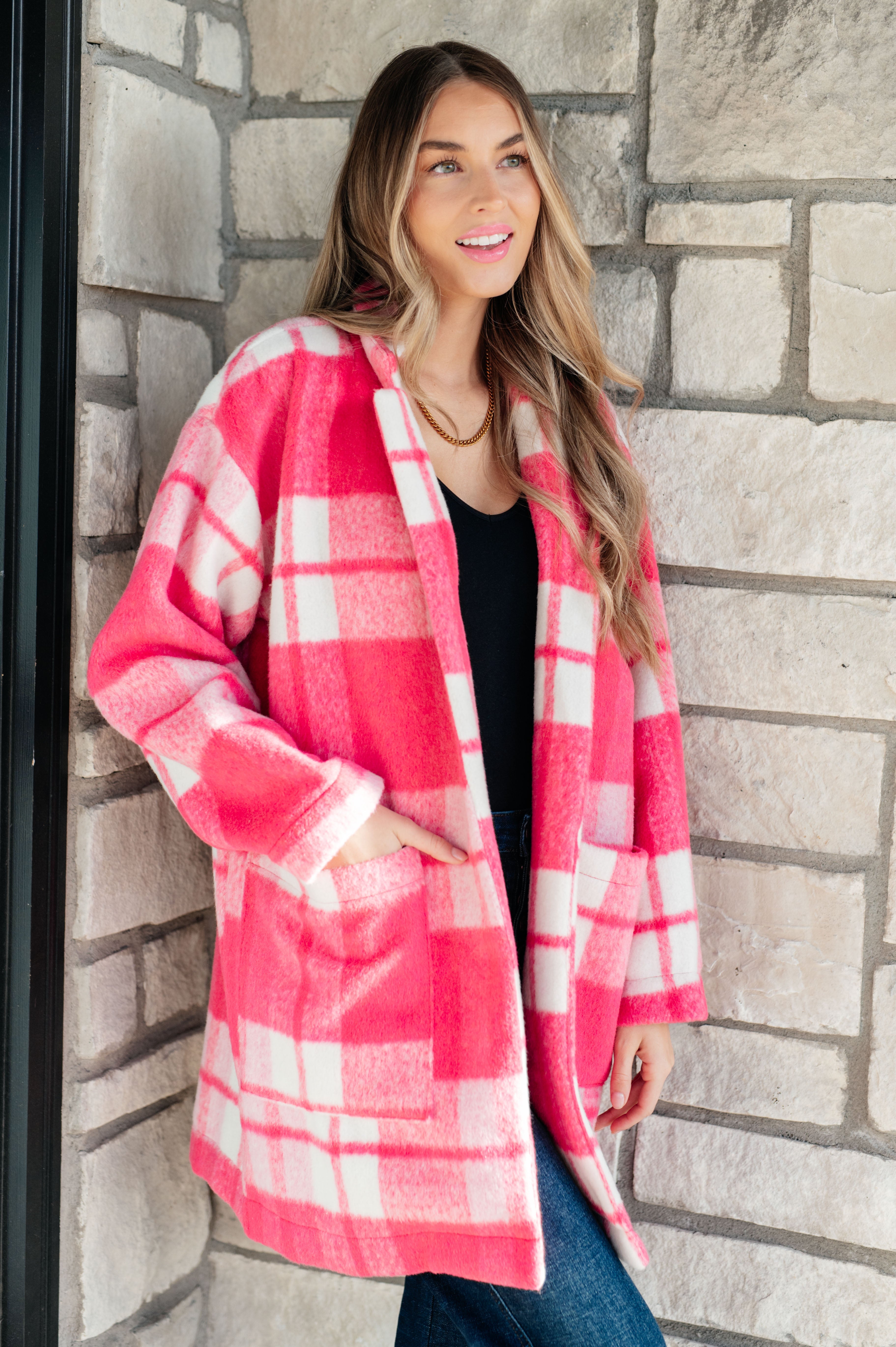 Pink Passion Plaid Coat