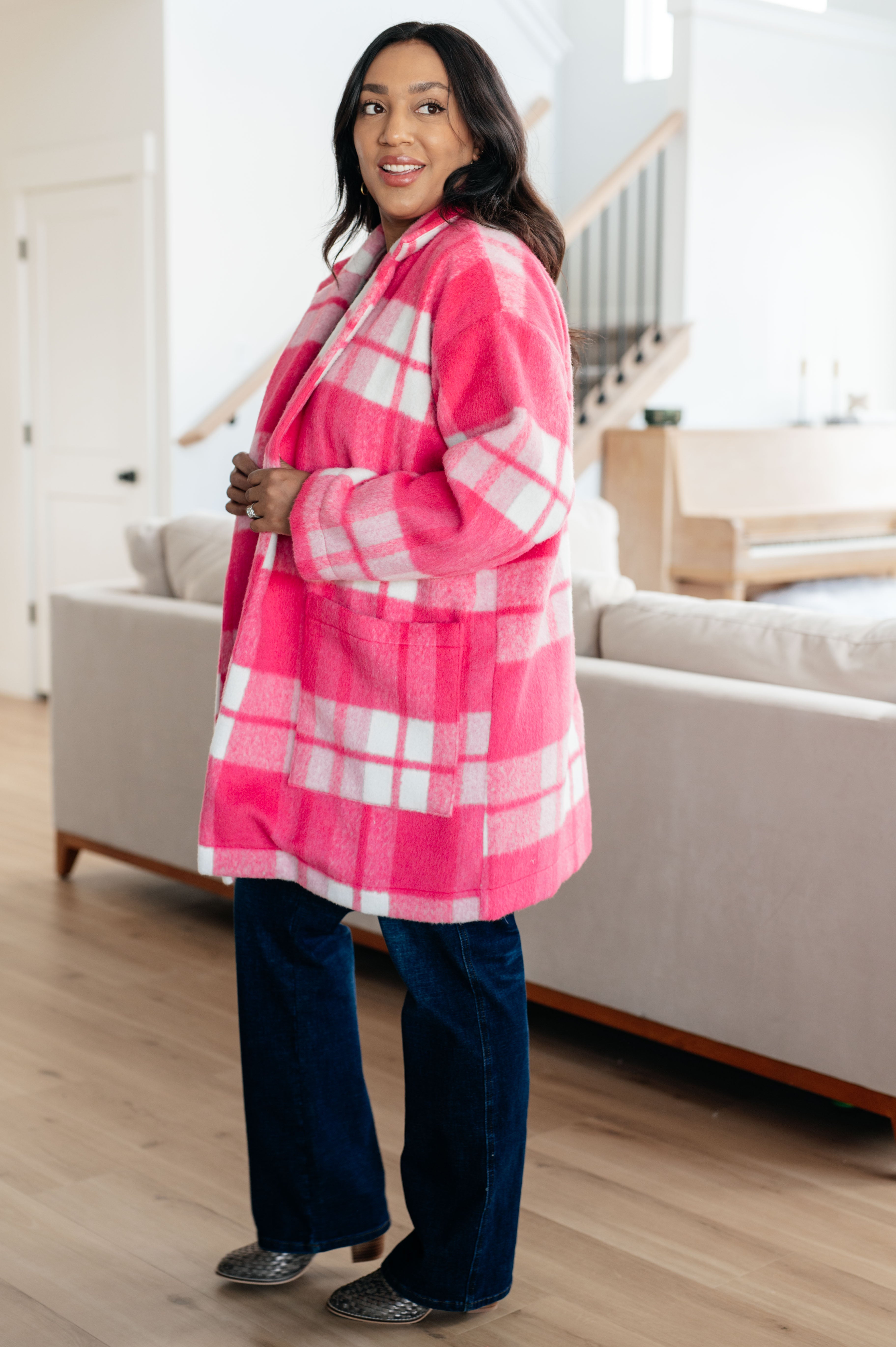 Pink Passion Plaid Coat