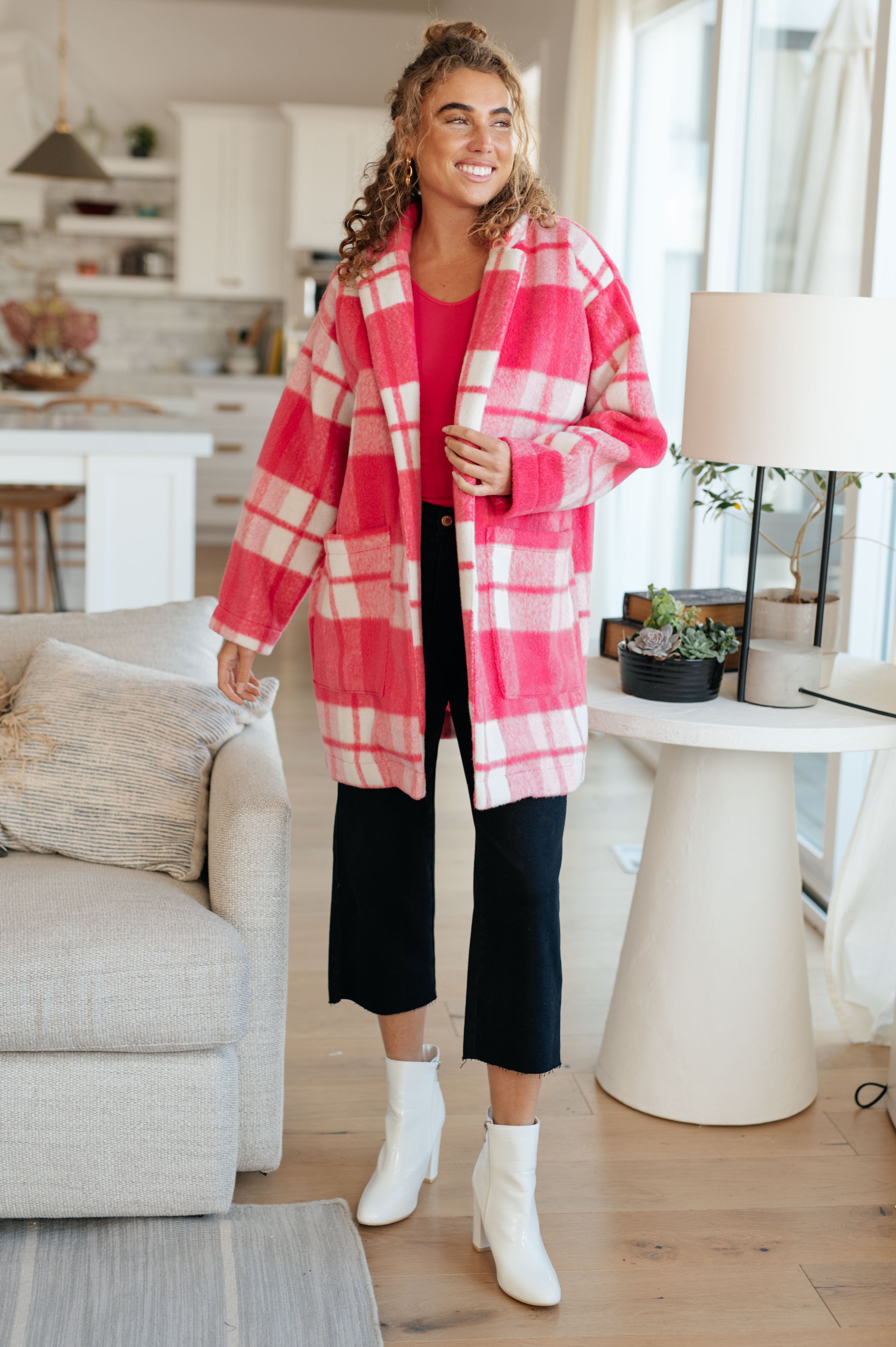 Pink Passion Plaid Coat