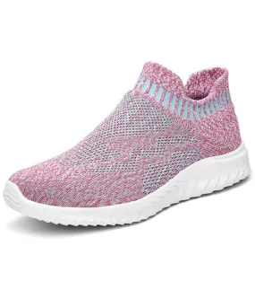 Pink pattern texture flyknit slip on shoe sneaker