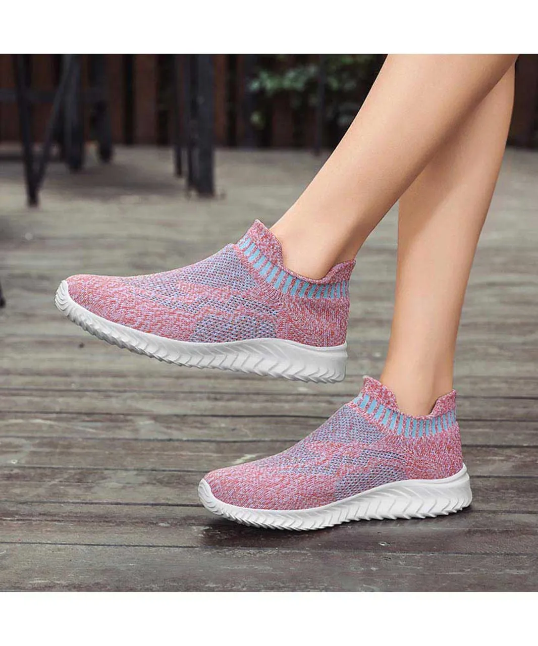 Pink pattern texture flyknit slip on shoe sneaker