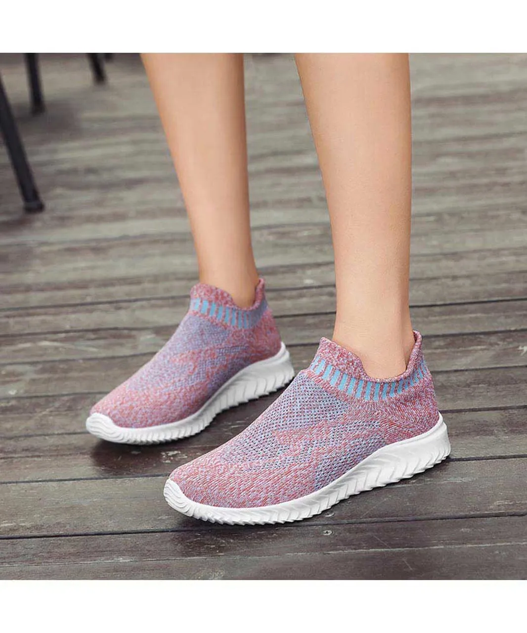 Pink pattern texture flyknit slip on shoe sneaker