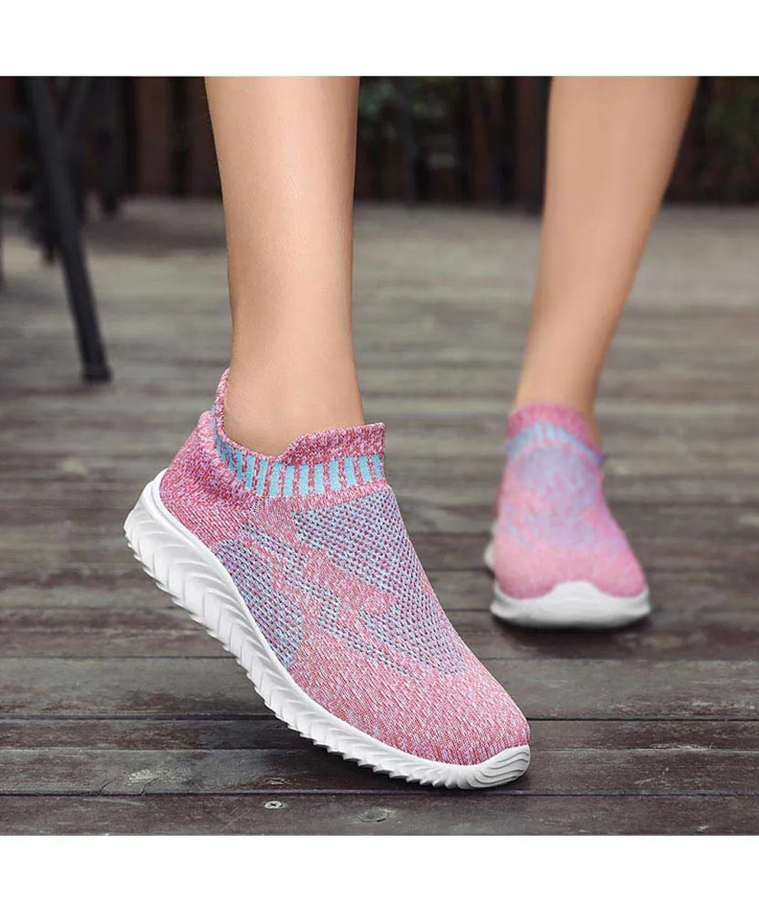 Pink pattern texture flyknit slip on shoe sneaker