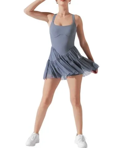 POPFLEX Active Corset Pirouette Dress In Blue Mist