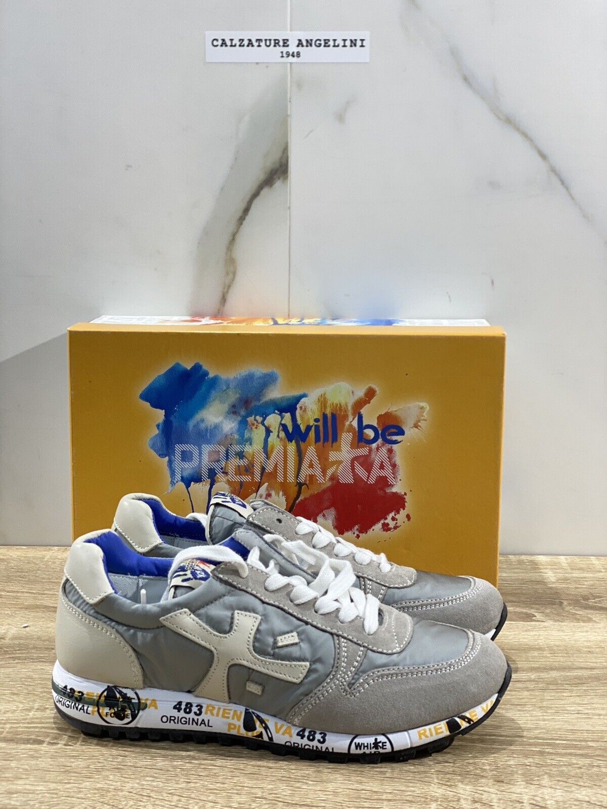 Premiata Sneaker Bambino Modello Mich Suede Grey Ghiaccio Casual Premi