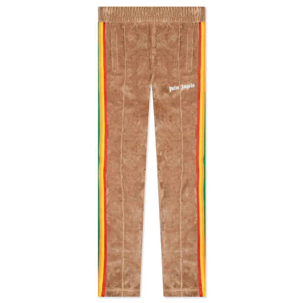 Rainbow Chenille Track Pants - Brown/White