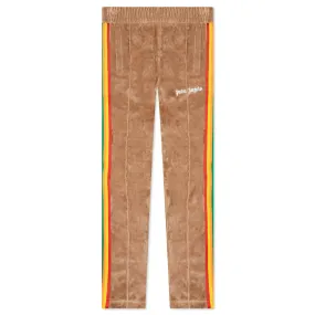 Rainbow Chenille Track Pants - Brown/White